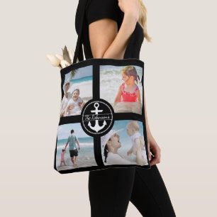 Personlig Anchor Photo Collage Black Tygkasse