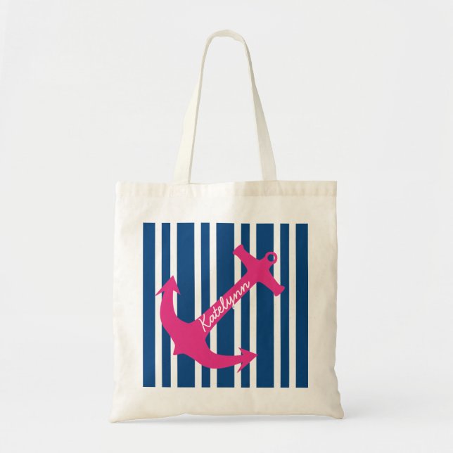 Personlig Anchor Rand Tote Bag Tygkasse (Framsidan)
