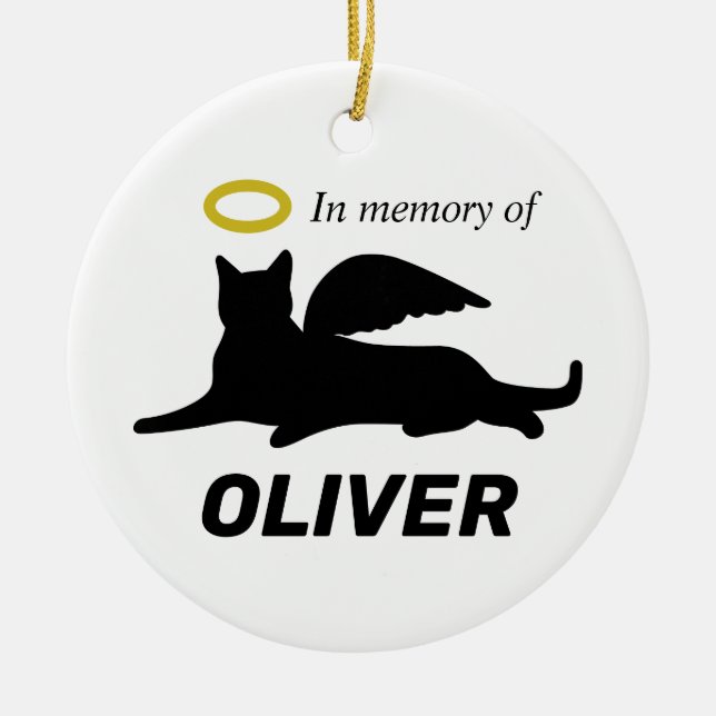 Personlig Angel Cat Julgransprydnad Keramik (Framsidan)