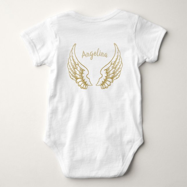 PERSONLIG ANGEL VINGAR BABY BODYSUIT T SHIRT (Baksida)