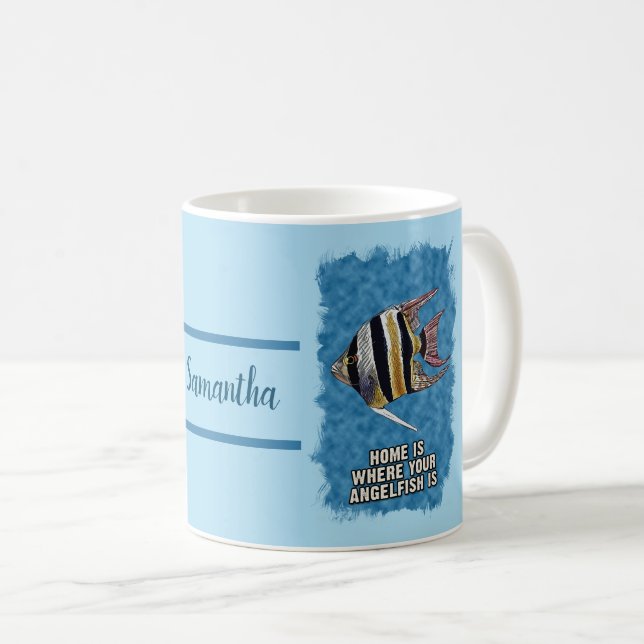 Personlig AngelFish Aquarium Gift för sällskapsäga Kaffemugg (Framsida höger)