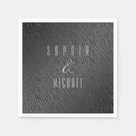 Personlig Animal Print Black Glitter Glam Pappersservett