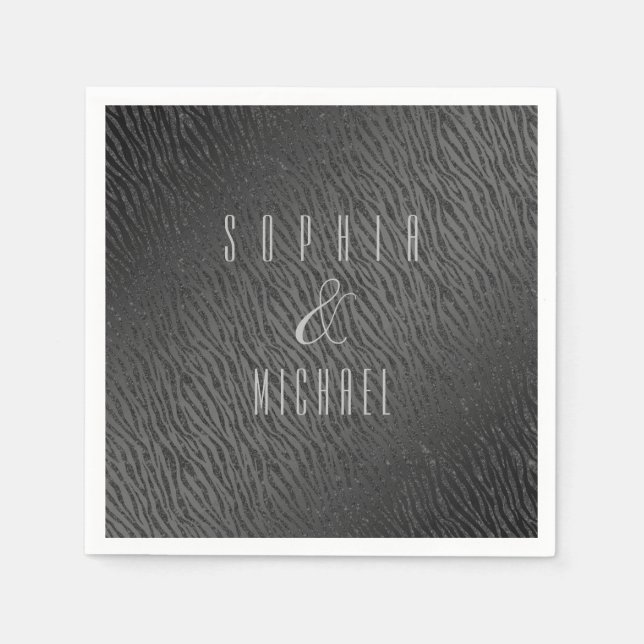 Personlig Animal Print Black Glitter Glam Pappersservett (Framsidan)