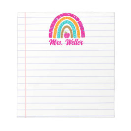 Personlig Animal Print Boho Rainbow Teacher Anteckningsblock