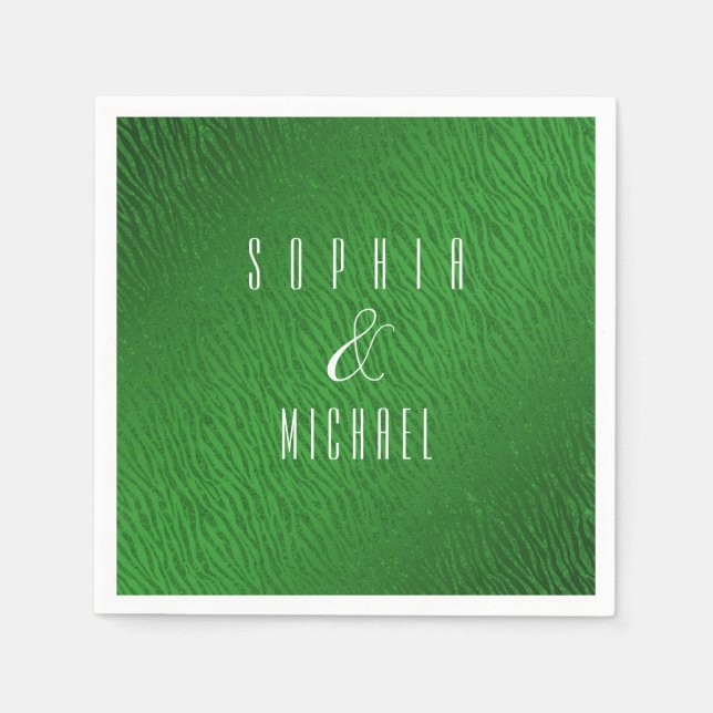 Personlig Animal Print Grönt Glitter Glam Pappersservett (Framsidan)