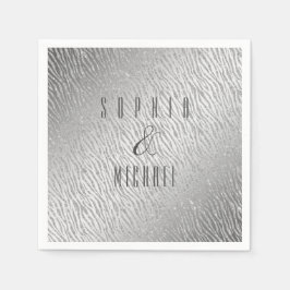 Personlig Animal Print Silver Glitter Glam Pappersservett