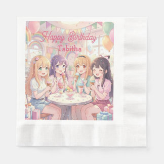 Personlig Anime Flickas Glass Födelsedagsfest Pappersservett