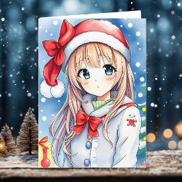 Personlig Anime Girl Coloring Page jul Kort