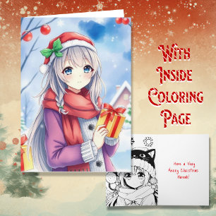 Personlig Anime Girl Coloring Page jul Kort