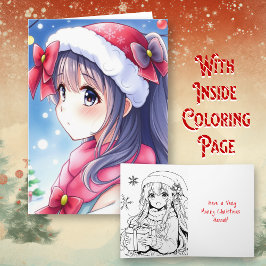 Personlig Anime Girl Coloring Page jul Kort