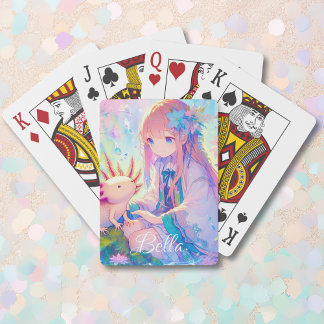 Personlig Anime Girl och Axolotl Casinokort