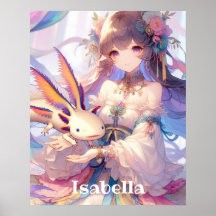 Personlig Anime Girl och Axolotl
