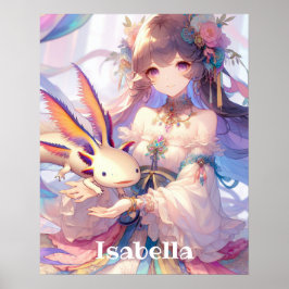 Personlig Anime Girl och Axolotl Poster