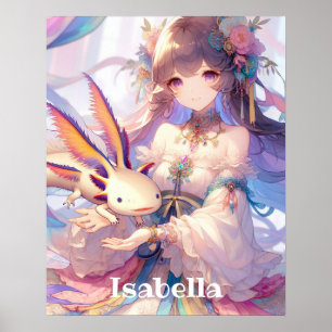 Personlig Anime Girl och Axolotl Poster