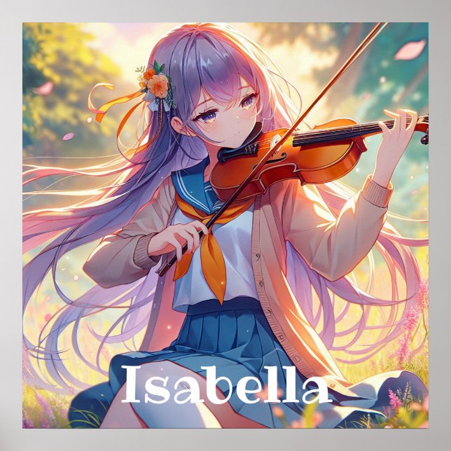 Personlig Anime Girl spelar violin Poster (Framsidan)