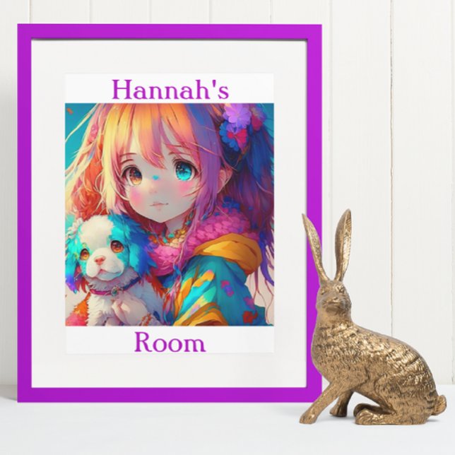 Personlig Anime Girl with Puppy Poster (Skapare uppladdad)