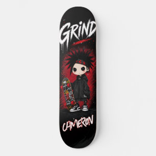 Personlig Anime Japansk Emo Röd och Svart Mini Skateboard Bräda 18,5 Cm