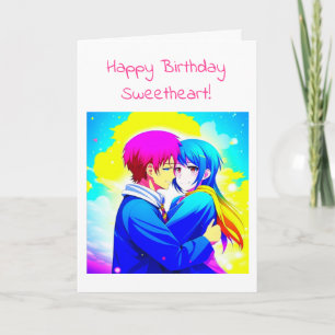 Personlig Anime par Romantic Birthday Kort