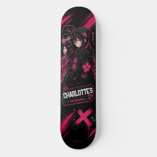 Personlig Animeflicka Rosa Skateboarddäck Mini Skateboard Bräda 18,5 Cm