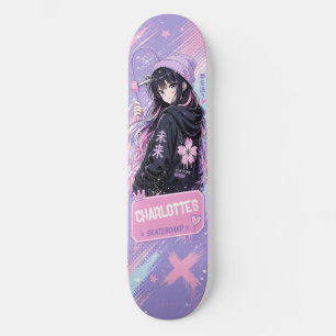 Personlig Animerad Pastell och Rosa Skateboard