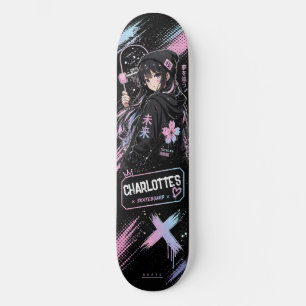 Personlig Animerad Pastell och Svart Skateboard
