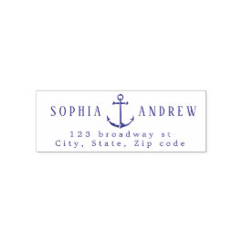 Personlig ankarpunkt nautiska bröllop adress självfärgande stämpel