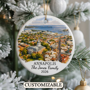 Personlig Annapolis-ornament, anpassad Maryland Julgransprydnad Keramik