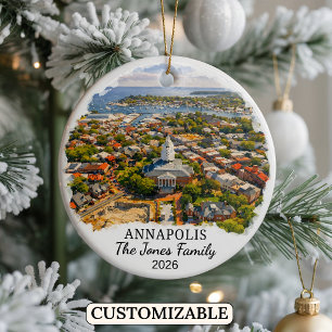 Personlig Annapolis-ornament, anpassad Maryland Julgransprydnad Keramik