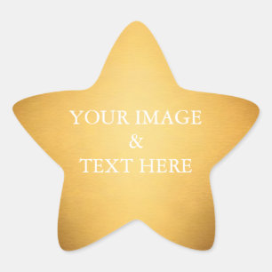 Personlig Anpassa Din Egen Foto & Text Guld Sta Stjärnformat Klistermärke