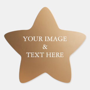 Personlig Anpassa Din Egen Foto & Text Guld Stjärnformat Klistermärke
