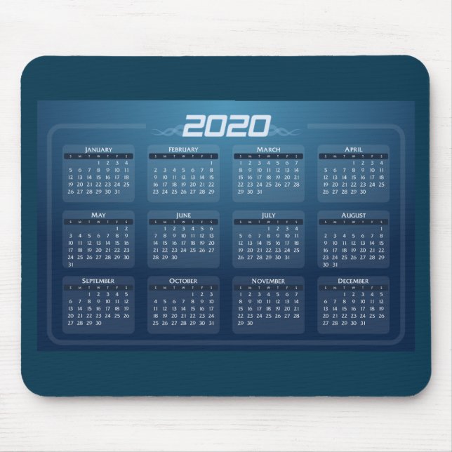 Personlig anpassad 2020-kalender musmatta (Framsidan)