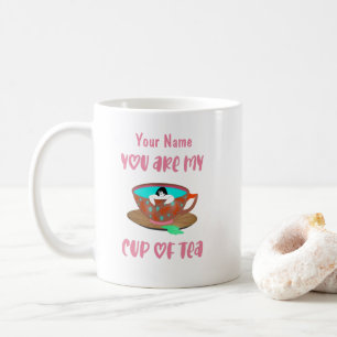 Personlig anpassad namn rolig söt tekopp kaffemugg