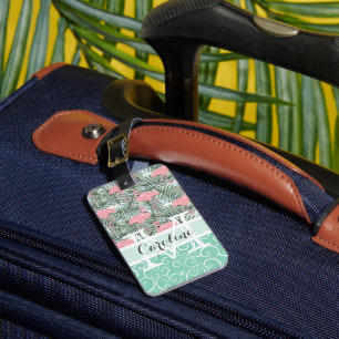 Personlig anpassad rosa flamingo-mönster bagagebricka