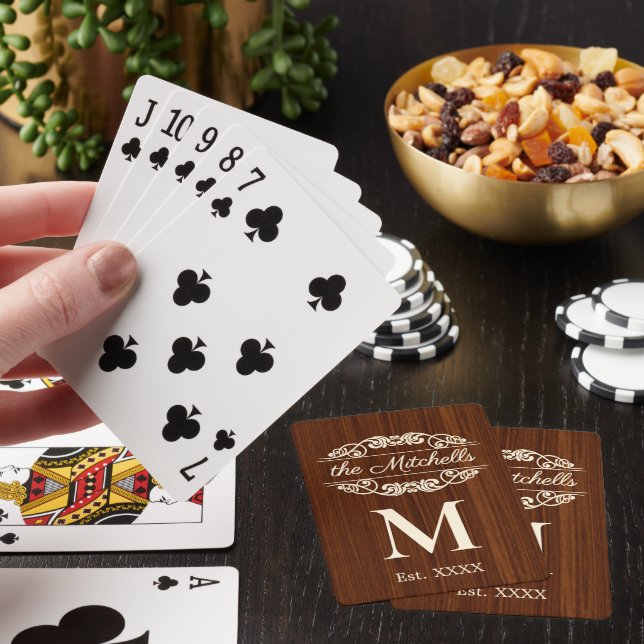 Personlig anpassad rustik trästrukturmönster casinokort (På plats)