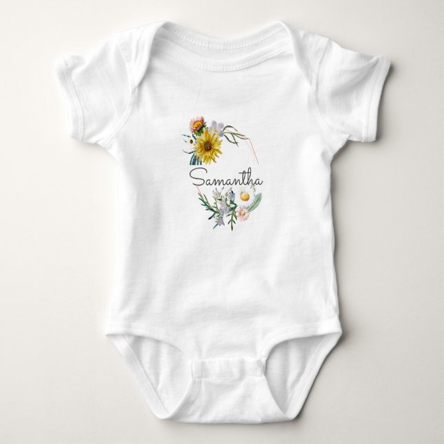 Personlig Anpassat namn Monogram Blommigt Utandnin T Shirt (Framsida)