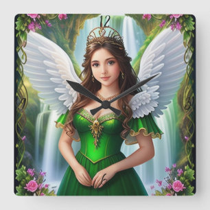 Personlig Anpassningsbar Angel Princess Clock Fyrkantig Klocka