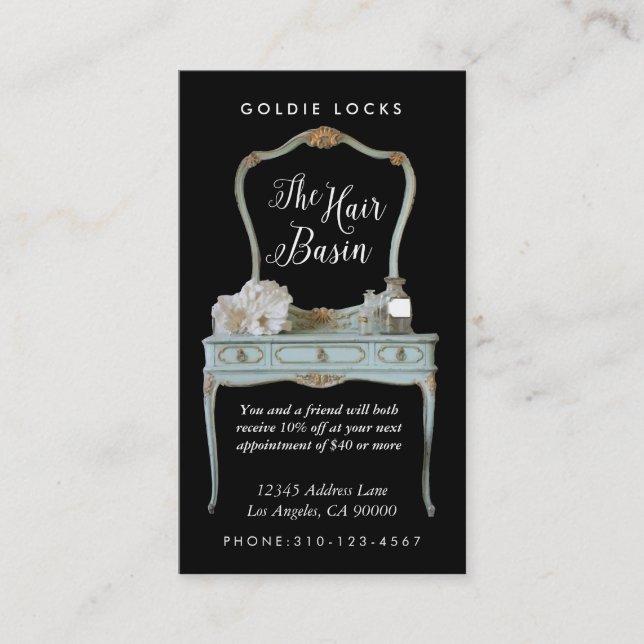 Personlig Anpassningsbar Antique Vanity Salon Card Rabattkort (Framsida)