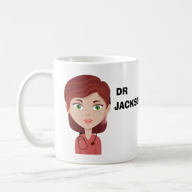 Personlig anpassningsbar avatar doktor dag kaffemugg (Vänster)