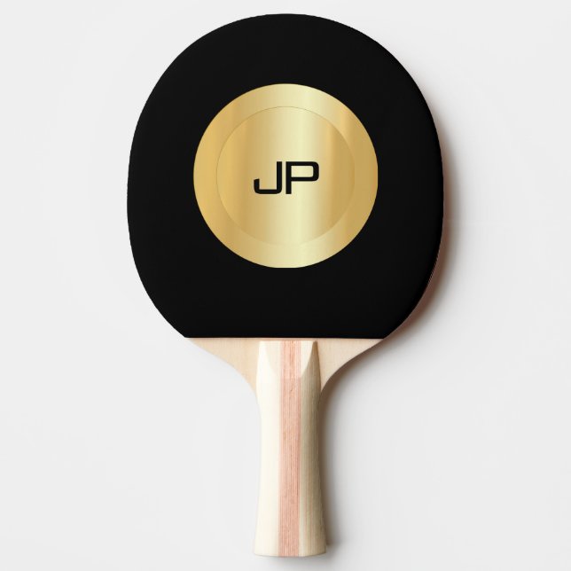 Personlig Anpassningsbar Black och Guld monogramma Pingisracket (Framsidan)