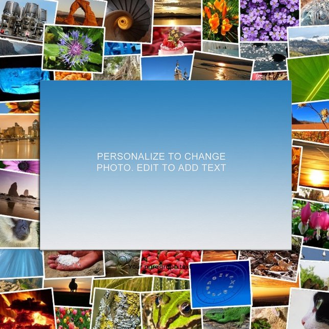 Personlig Anpassningsbar Blått teckningstext - Pos Fototryck (Personalized Custom Blue Artwork Photo Text Poster)