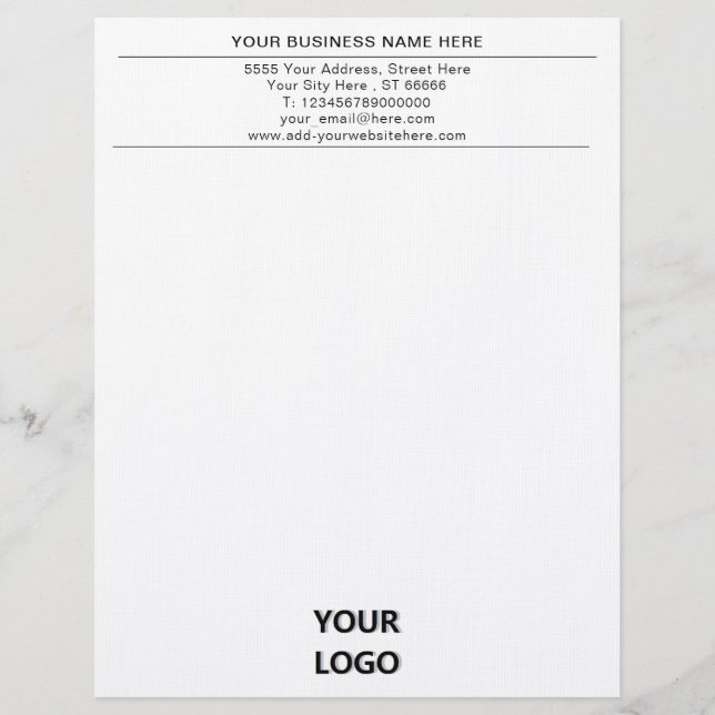 Personlig Anpassningsbar Business Letterhead med L Brevhuvud (Framsida)
