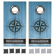 Personlig Anpassningsbar Compass on Blue Wood, Sil