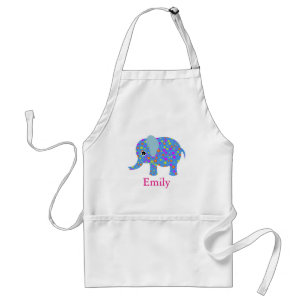 Personlig Anpassningsbar Cute Blue Blommigt Elepha Förkläde
