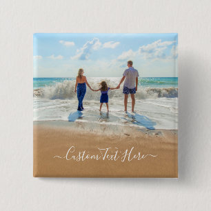 Personlig Anpassningsbar din foto- och textknapp Knapp