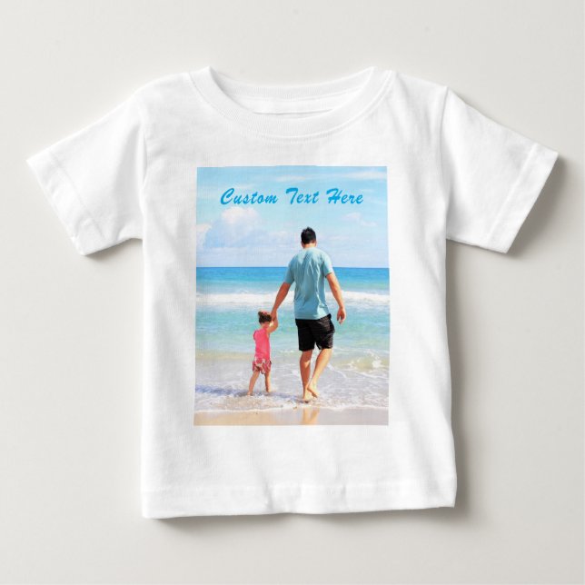 Personlig Anpassningsbar Foto Baby T-Shirt med tex (Framsida)