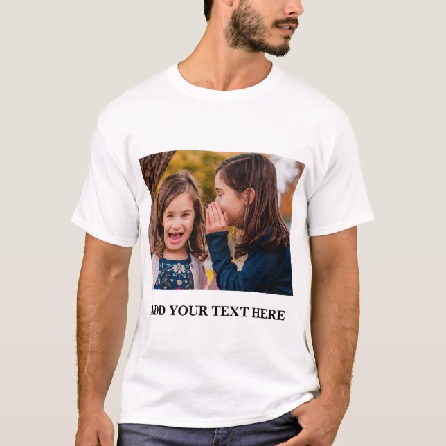 Personlig Anpassningsbar Foto och text T-Shirt (Framsida)