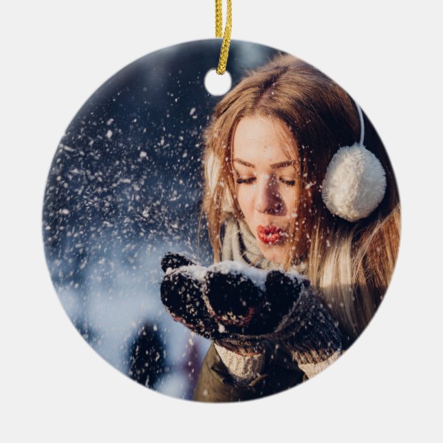 Personlig Anpassningsbar Fotojul - jul Julgransprydnad Keramik (Framsidan)