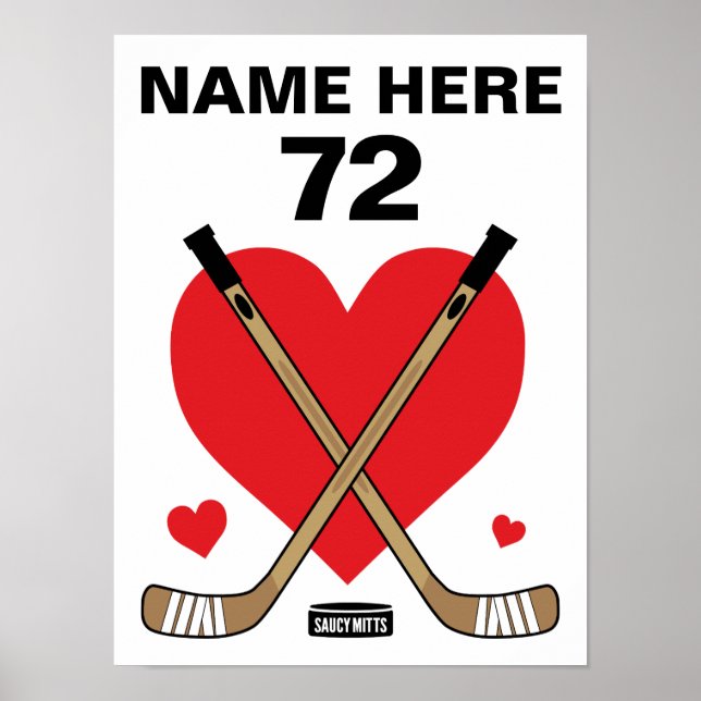 Personlig Anpassningsbar Girls Kärlek Heart Hockey Poster (Framsidan)