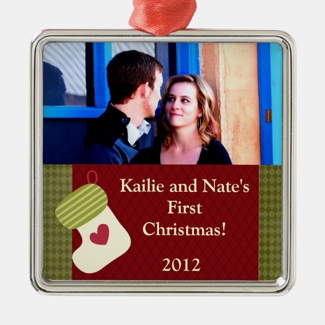 Personlig Anpassningsbar Grönt för prydnadsföremål Julgransprydnad Metall (Framsidan)