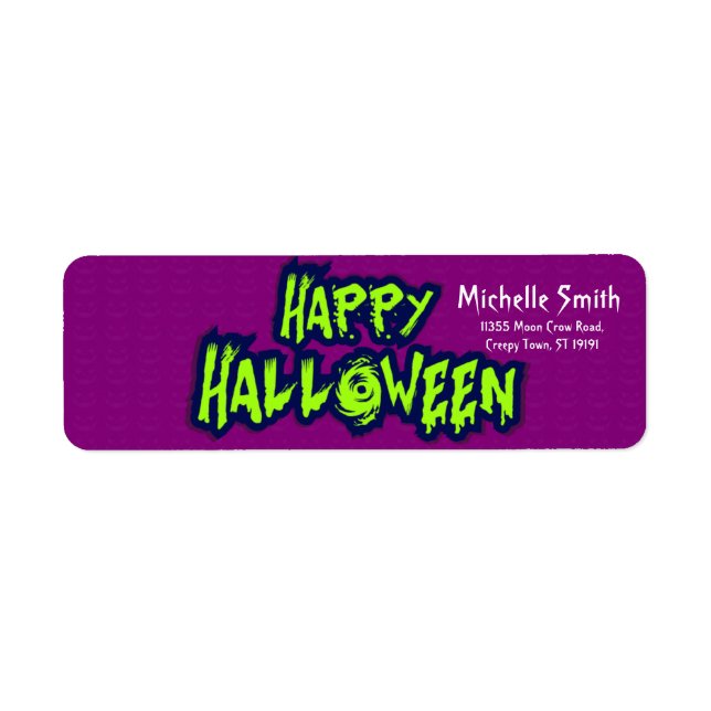 Personlig Anpassningsbar Halloween Kråka med Måne- Returadress Etikett (Framsidan)